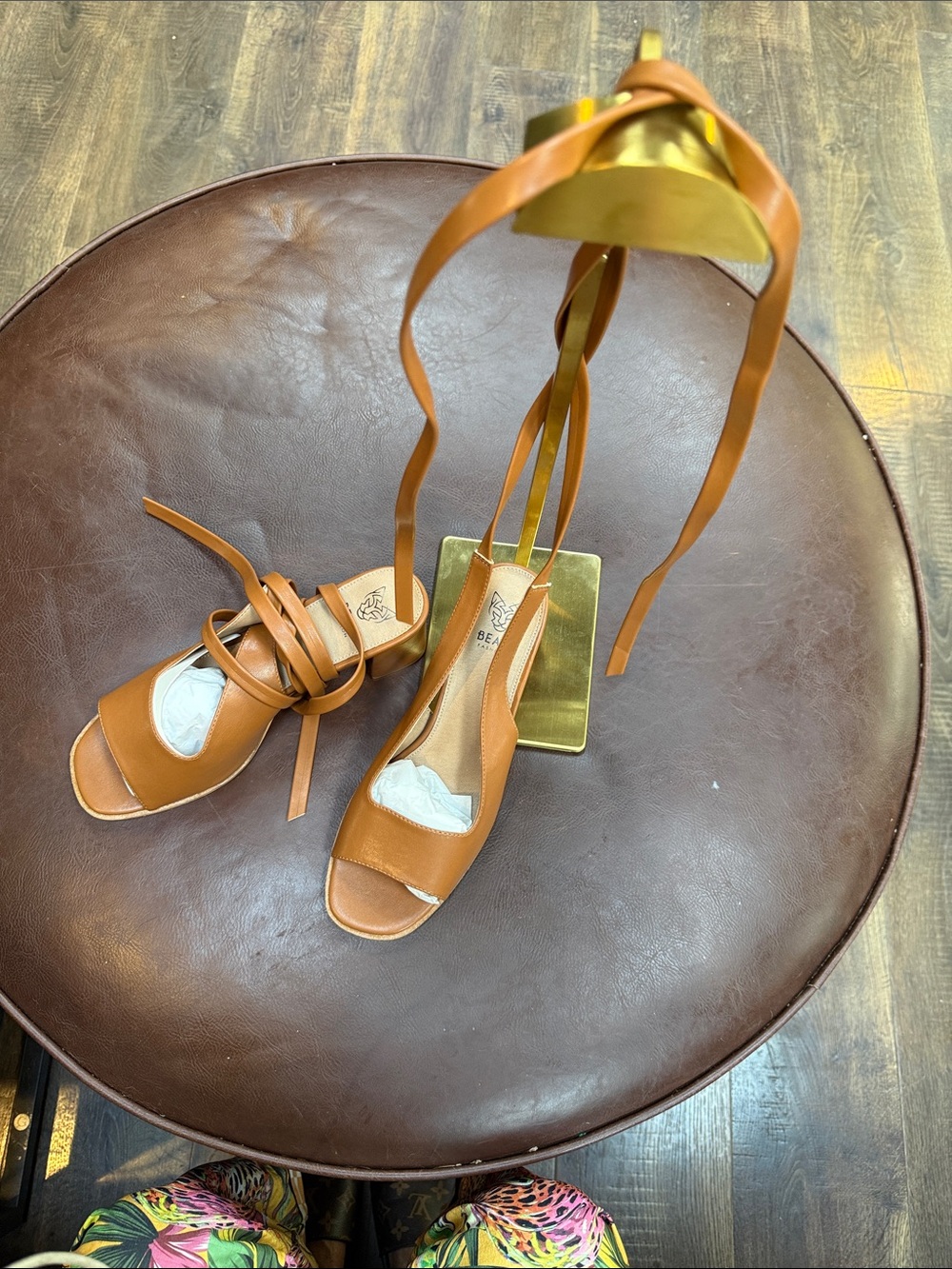 Women’s Tan Leather Lace-Up Sandals